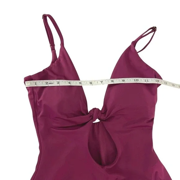 Andie Swim Santorini One-Piece Swimsuit Plum Burgundy Size Small Eco-Friendly - Picture 9 of 15
